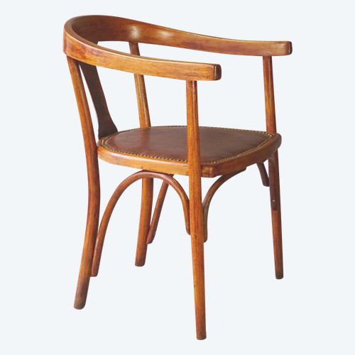 Fauteuil Fischel Art déco, assise cuir. 1935, No Thonet