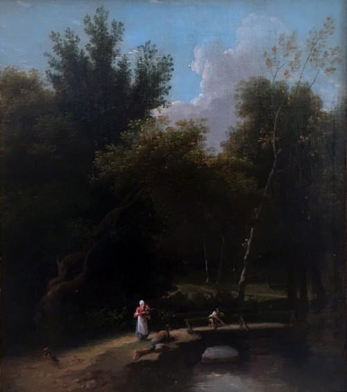 Paesaggio animato del sottobosco del XIX secolo