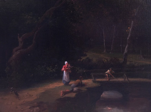 Paesaggio animato del sottobosco del XIX secolo