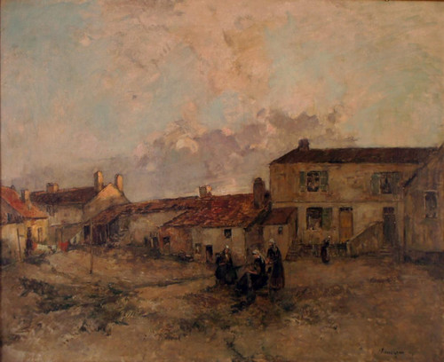 Frauen auf einem Bauernhof, 19. Jahrhundert, signiert Vauthrin