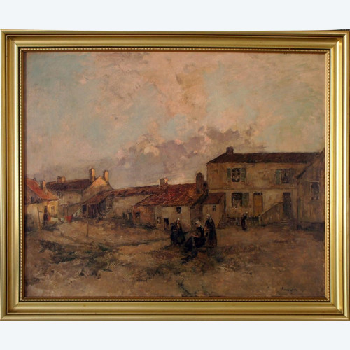Frauen auf einem Bauernhof, 19. Jahrhundert, signiert Vauthrin