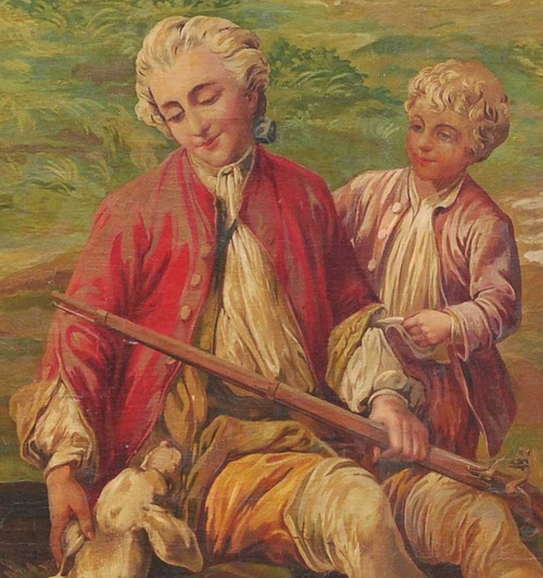 Gobelinprojekt Jäger mit seinem Sohn