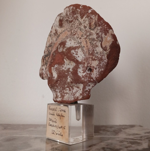 Altes Ägypten - Isiac-Puppenkopf - Terrakotta mit Polychromie - römisch-koptische Zeit