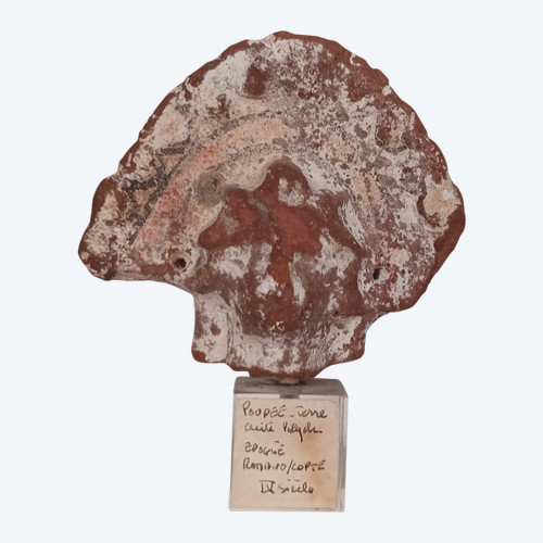 Altes Ägypten - Isiac-Puppenkopf - Terrakotta mit Polychromie - römisch-koptische Zeit