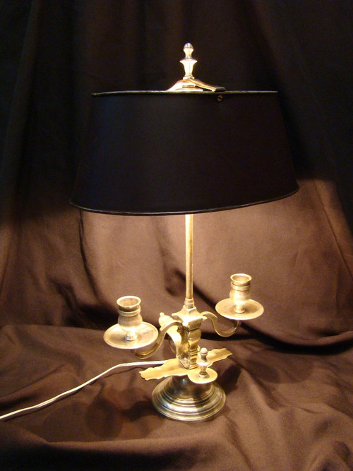 Wärmflaschenlampe mit zwei Lichtern aus Silberbronze – frühes 20. Jahrhundert