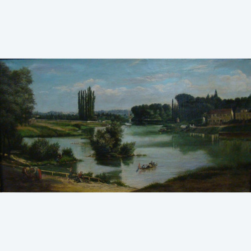Oil On Canvas Animated Landscape. Mid-nineteenth century