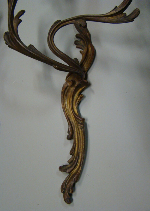 Paire d'Appliques En Bronze Doré De Style Louis XV