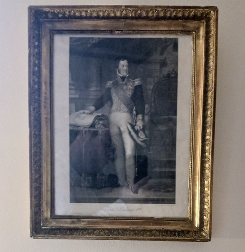 D'après Gérard - gravure du roi Louis Philippe par Dupont - cadre à palmettes Empire - souvenir royaliste