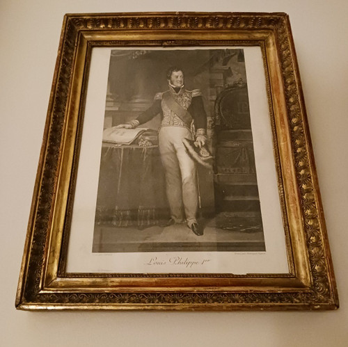 D'après Gérard - gravure du roi Louis Philippe par Dupont - cadre à palmettes Empire - souvenir royaliste