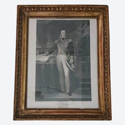 D'après Gérard - gravure du roi Louis Philippe par Dupont - cadre à palmettes Empire - souvenir royaliste