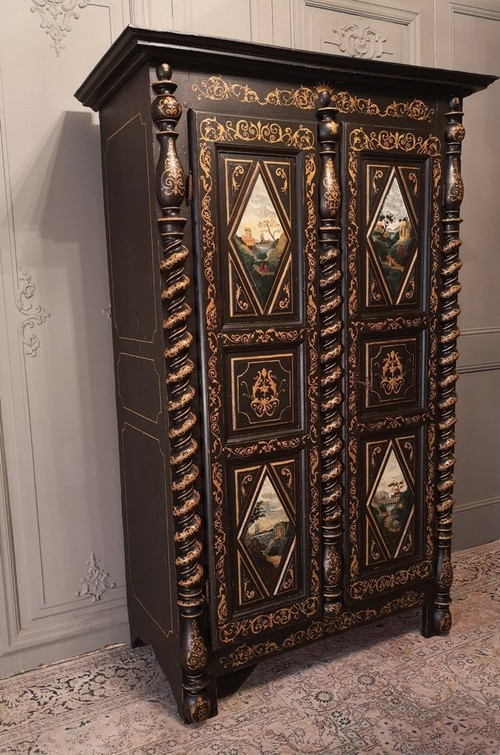 Kleiner Schrank, bemalt im Geschmack von Uzès. Epoche Mitte 17.