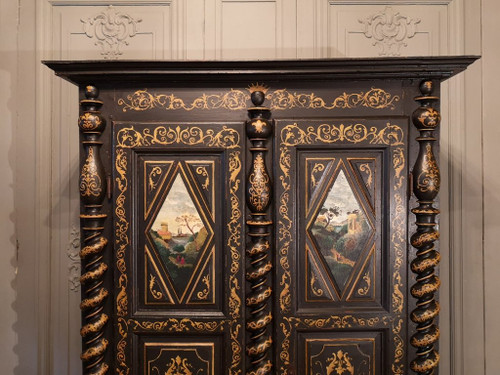 Kleiner Schrank, bemalt im Geschmack von Uzès. Epoche Mitte 17.