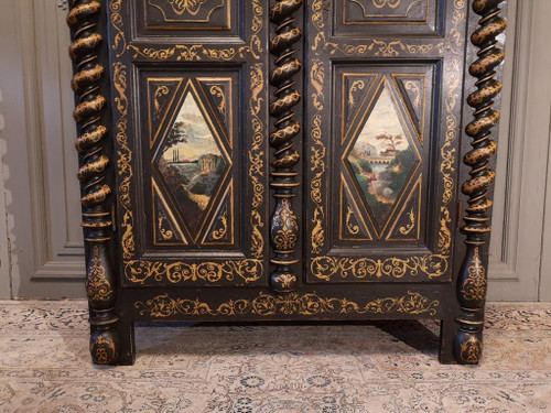 Kleiner Schrank, bemalt im Geschmack von Uzès. Epoche Mitte 17.