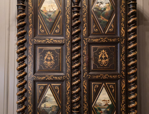 Kleiner Schrank, bemalt im Geschmack von Uzès. Epoche Mitte 17.