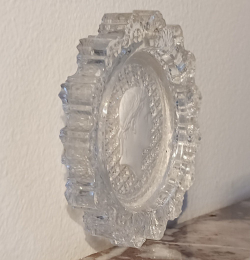 Baccarat - crystal-ceramic with the profile of Napoleon as Caesar - Brouwet collection - Empire, circa 1810