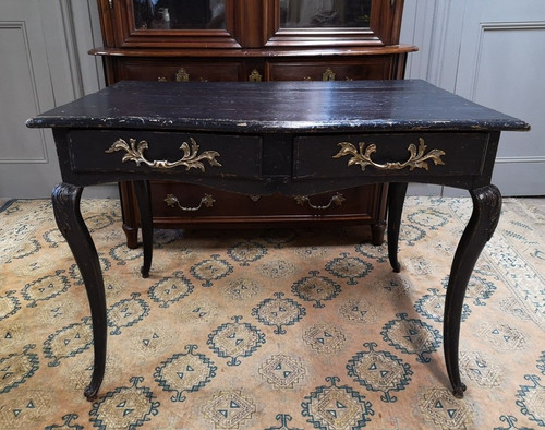 Scrivania in legno laccato nero in stile Regency