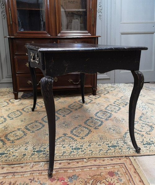 Scrivania in legno laccato nero in stile Regency