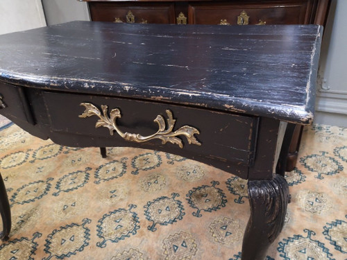 Scrivania in legno laccato nero in stile Regency