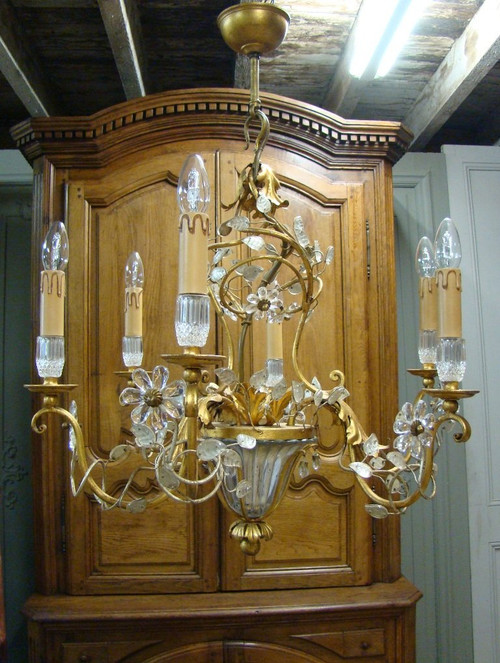 Lampadario a sette luci in stile Maison Baguès