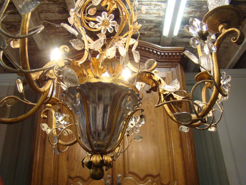 Lampadario a sette luci in stile Maison Baguès