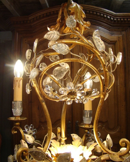Lampadario a sette luci in stile Maison Baguès
