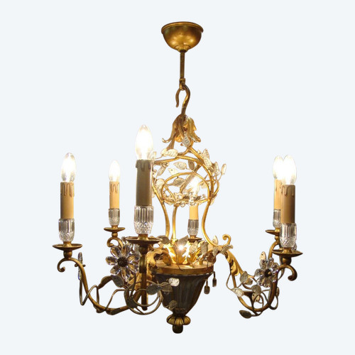 Lampadario a sette luci in stile Maison Baguès