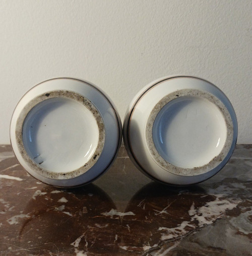 Paris, Louis Philippe period, Napoleon III - pair of neo-classical soliflore vases - porcelain