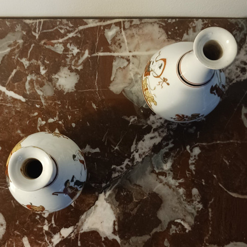 Paris, Louis Philippe period, Napoleon III - pair of neo-classical soliflore vases - porcelain