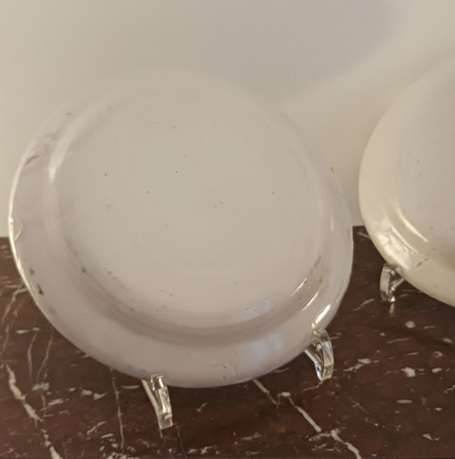 Roanne factory of Sébastien Nicolas - pair of earthenware plates with revolutionary decor - captioned and dated