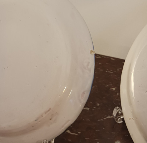 Roanne factory of Sébastien Nicolas - pair of earthenware plates with revolutionary decor - captioned and dated
