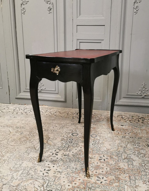 Louis XV-Schreibtisch, schwarz lackiert
