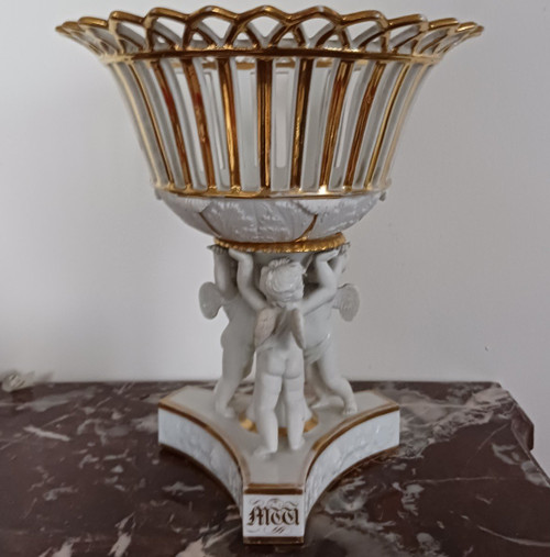Charles Christophe Windisch, Paris ou Bruxelles - grande coupe ajourée en porcelaine dure - Empire, Restauration