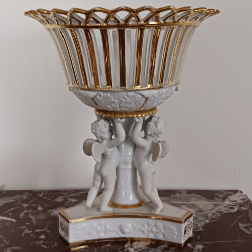 Charles Christophe Windisch, Paris ou Bruxelles - grande coupe ajourée en porcelaine dure - Empire, Restauration