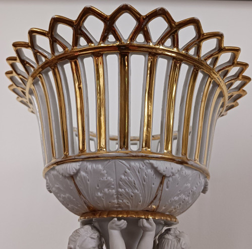 Charles Christophe Windisch, Paris ou Bruxelles - grande coupe ajourée en porcelaine dure - Empire, Restauration