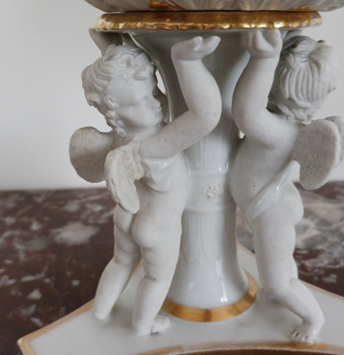 Charles Christophe Windisch, Paris ou Bruxelles - grande coupe ajourée en porcelaine dure - Empire, Restauration