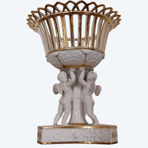 Charles Christophe Windisch, Paris ou Bruxelles - grande coupe ajourée en porcelaine dure - Empire, Restauration