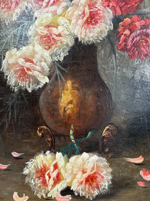 Ölgemälde auf Leinwand von Max Carlier (1872-1938) Blumen, Stillleben