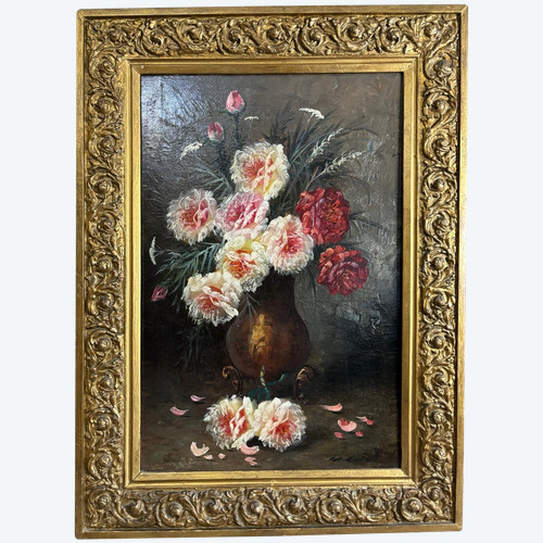 Ölgemälde auf Leinwand von Max Carlier (1872-1938) Blumen, Stillleben