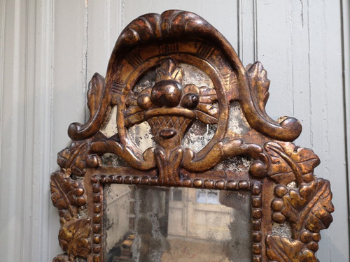 Italian Mirror With Arms Of Light In Carved And Gilded Wood. 18th century period