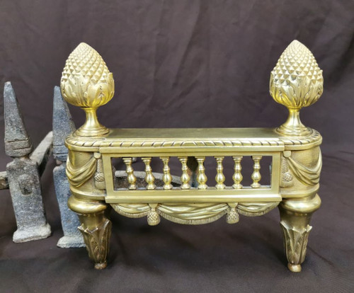Pair Of Louis XVI Period Polished Bronze Chenets