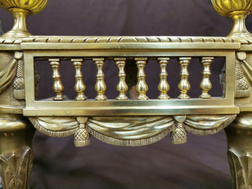Pair Of Louis XVI Period Polished Bronze Chenets