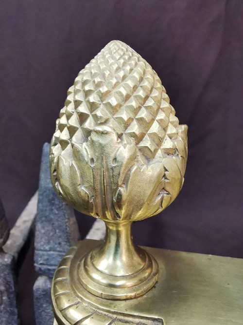 Pair Of Louis XVI Period Polished Bronze Chenets