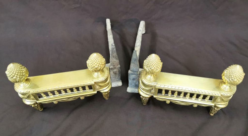 Pair Of Louis XVI Period Polished Bronze Chenets