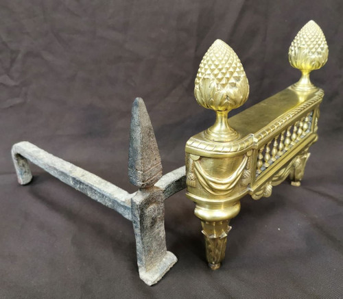 Pair Of Louis XVI Period Polished Bronze Chenets