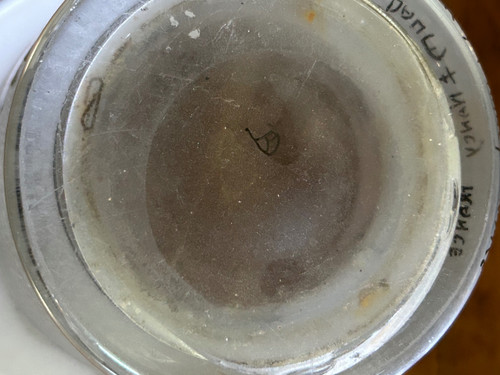 Vase Daum Nancy Frankreich - Oiseau Branché Réserve mit Säure, verstärkt mit schwarzer Emaille