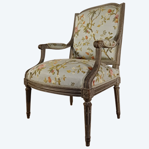 Jean Baptiste Lelarge III - seltener niedriger Sessel in Halbkabriolettform - lackierte Buche