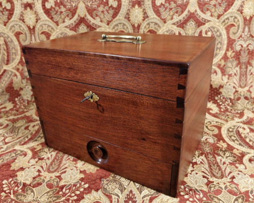 Solid mahogany apothecary case.