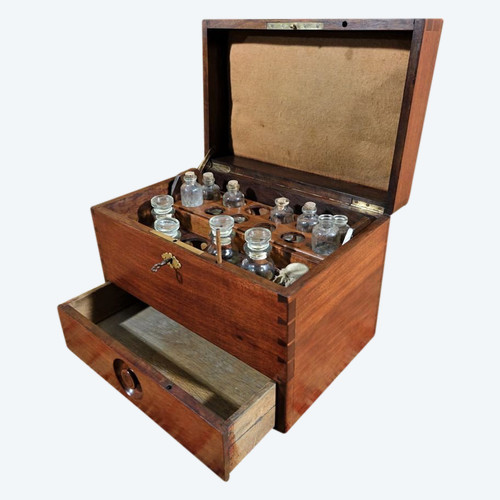 Solid mahogany apothecary case.