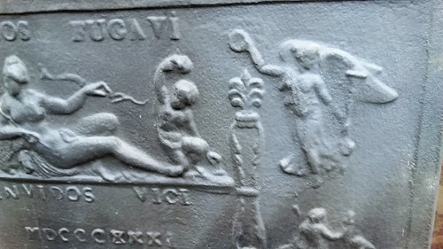 Grande plaque de cheminée en fonte de fer décor néo-gothique début 19 ème