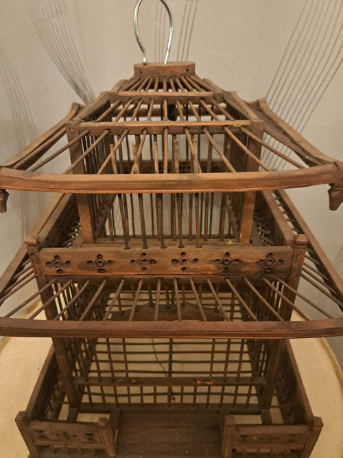 Chinese Pagoda Style Cage Exotic Wood